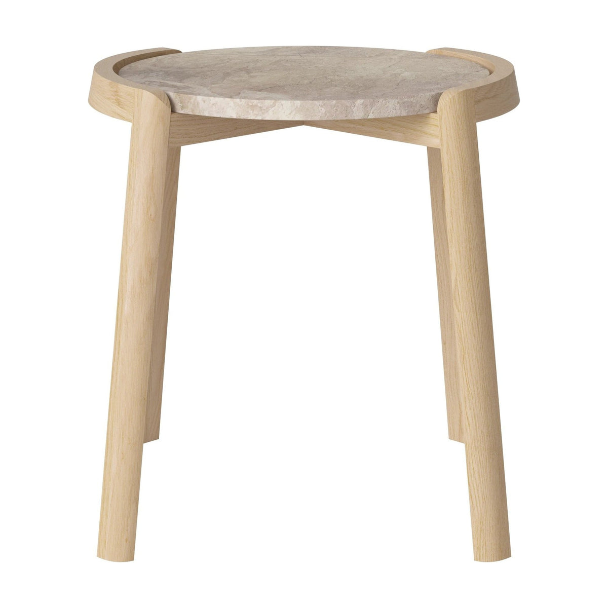 Bolia Mix salontafel Ø45 cm beige marmer, wit gepigmenteerd geolied eiken, 48 cm, 03-097-01_00016