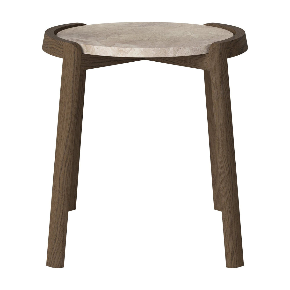 Bolia Mix salontafel Ø45 cm beige marmer, donker geolied eiken, 48 cm, 03-097-01_00017