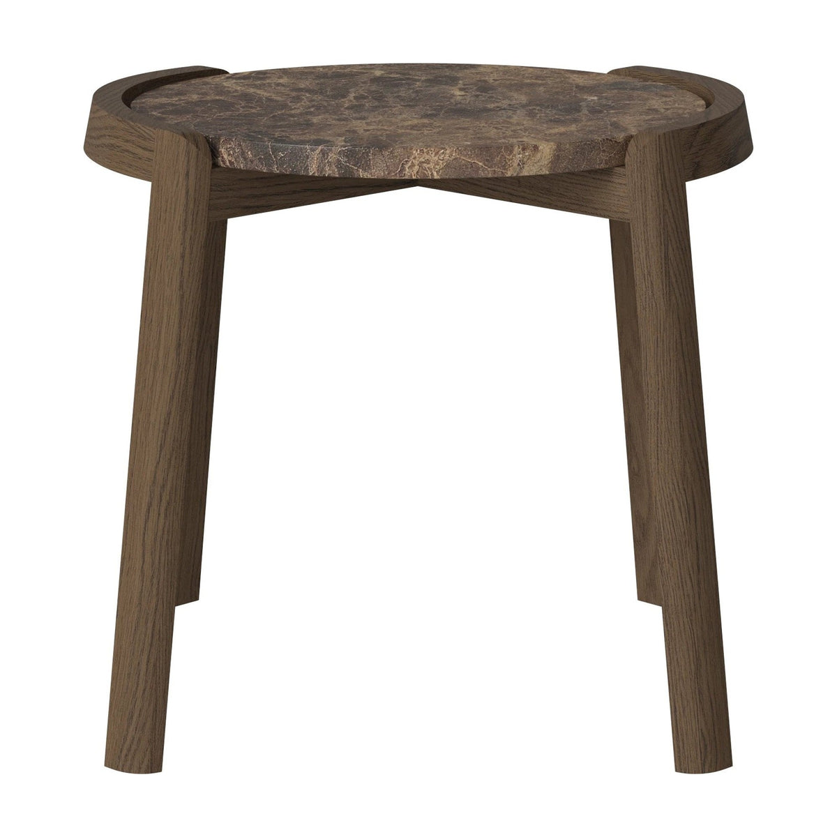 Bolia Mix salontafel Ø45 cm bruin marmer, donker geolied eiken, 42 cm, 03-097-01_00020