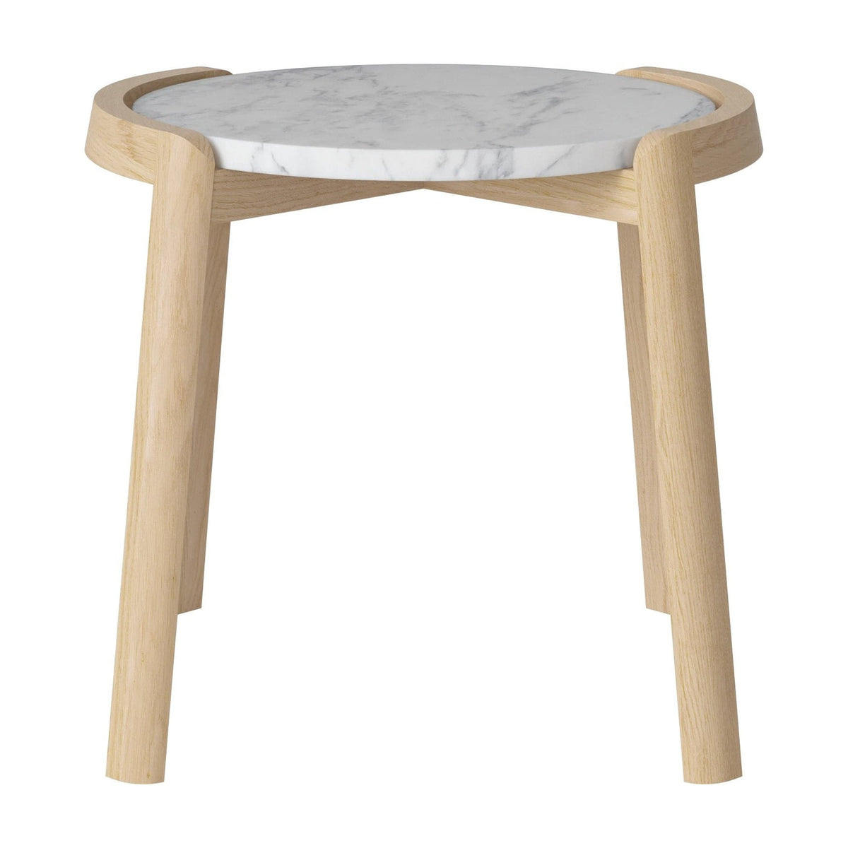 Bolia Mix salontafel Ø45 cm grijs/wit marmer, wit gepigmenteerd geolied eiken, 42 cm, 03-097-01_00023