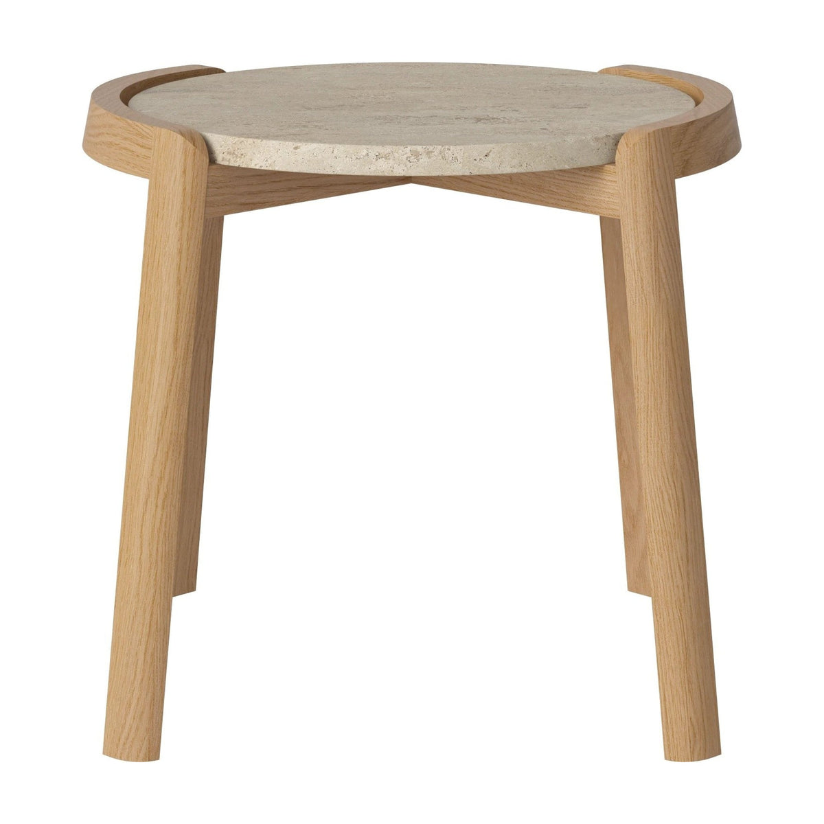 Bolia Mix salontafel Ø45 cm zandkleurig travertijn, geolied eiken, 42 cm, 03-097-01_00024
