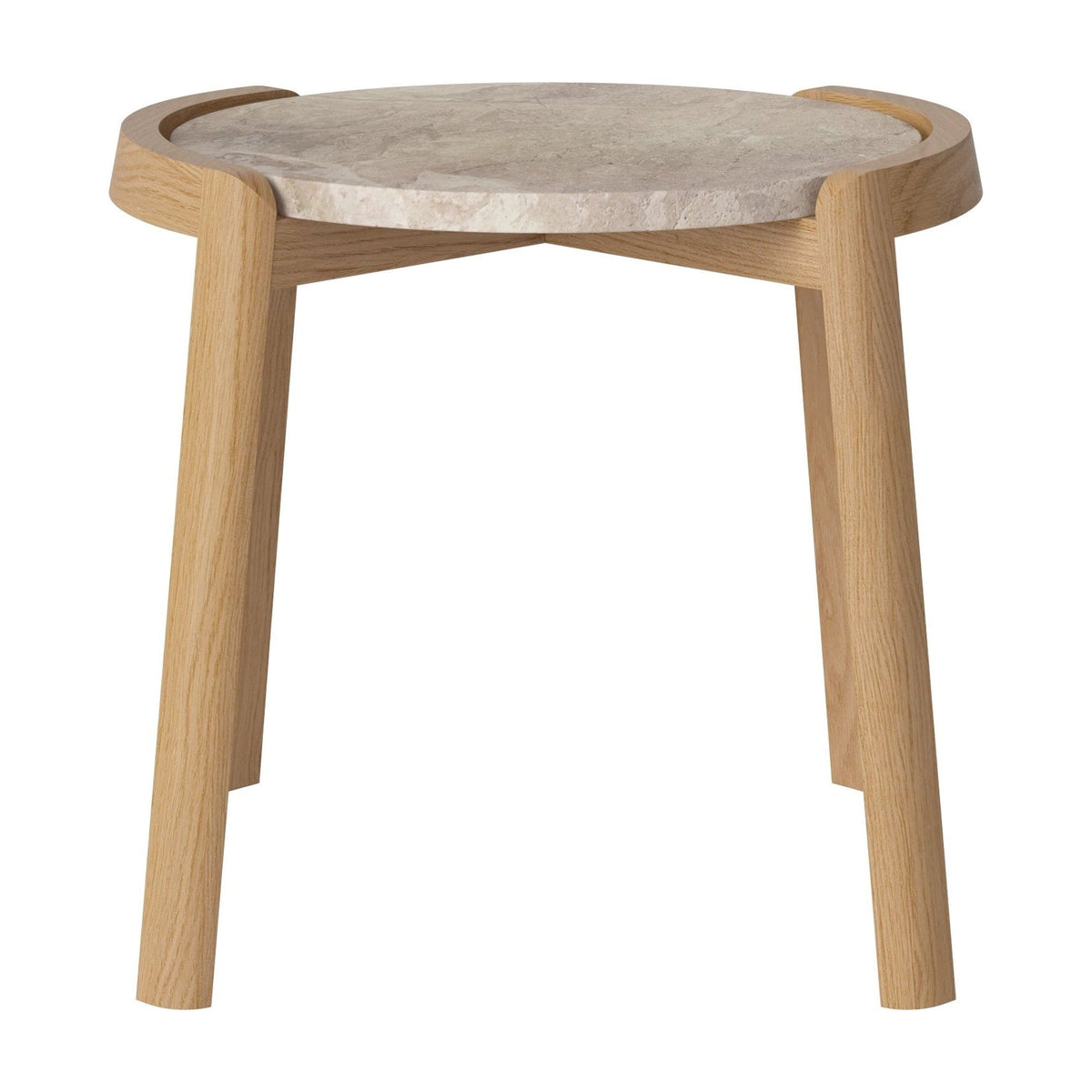 Bolia Mix salontafel Ø45 cm beige marmer, geolied eiken, 42 cm, 03-097-01_00036