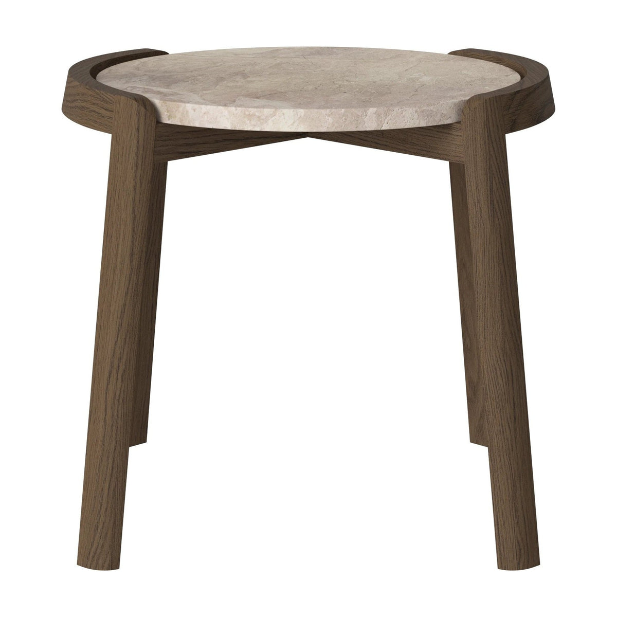 Bolia Mix salontafel Ø45 cm beige marmer, donker geolied eiken, 42 cm, 03-097-01_00038