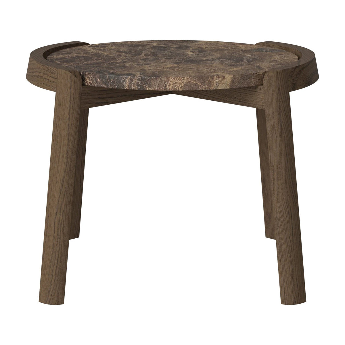 Bolia Mix salontafel Ø45 cm bruin marmer, donker geolied eiken, 35 cm, 03-097-01_00041