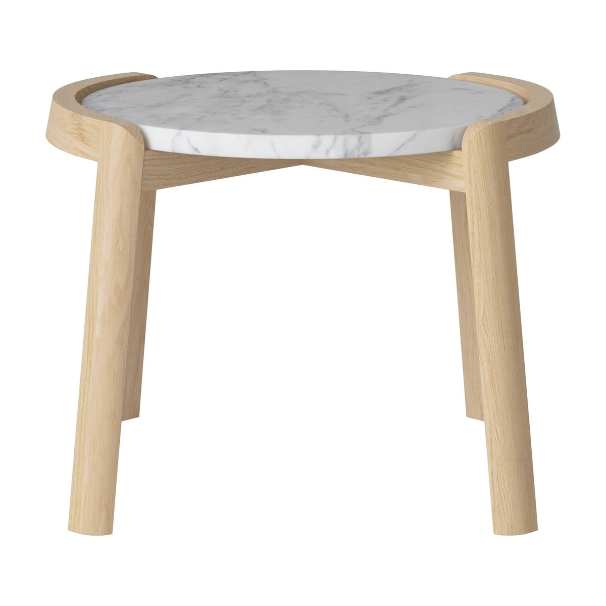 Bolia Mix salontafel Ø45 cm grijs/wit marmer, wit gepigmenteerd geolied eiken, 35 cm, 03-097-01_00044