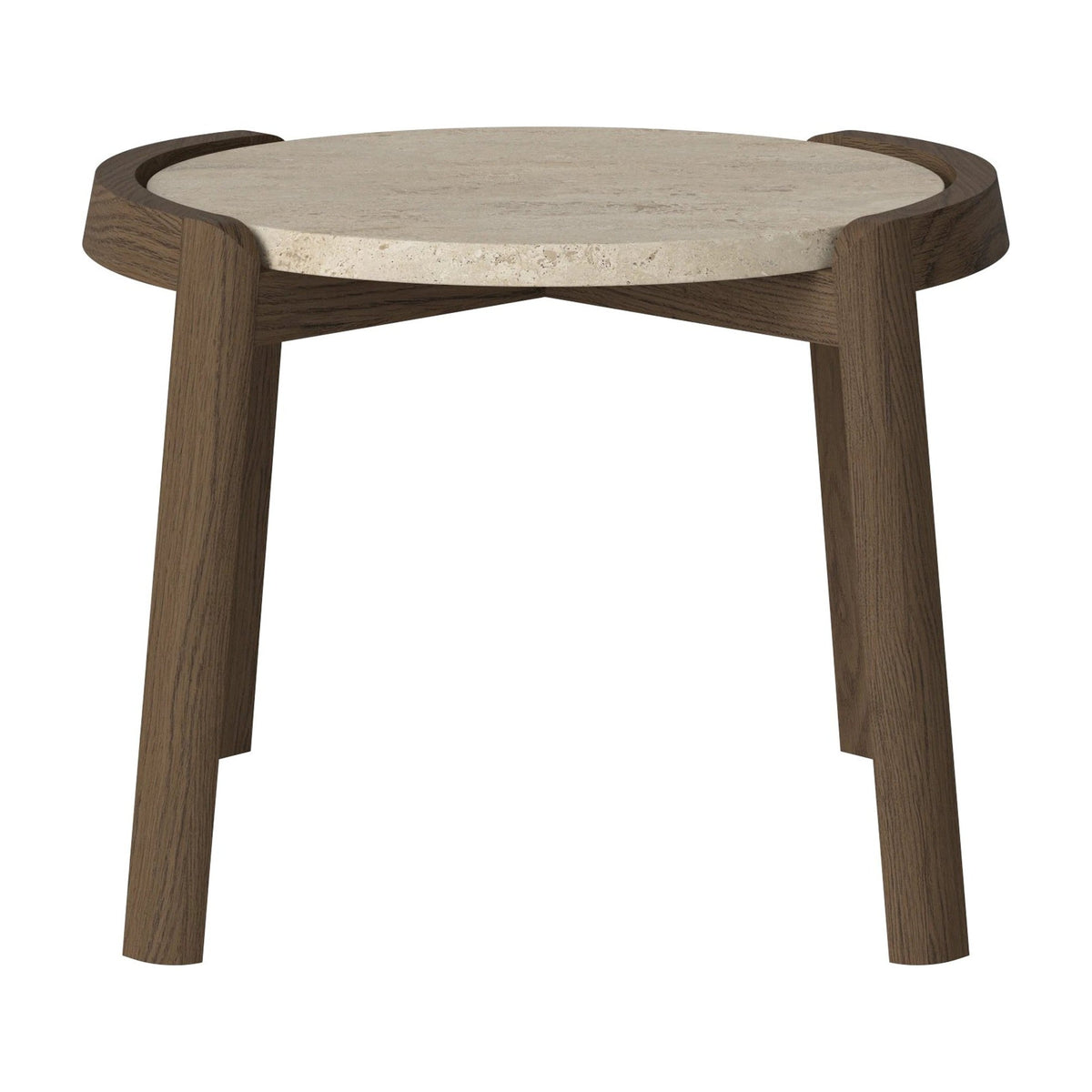 Bolia Mix salontafel Ø45 cm zandkleurig travertijn, donker geolied eiken, 35 cm, 03-097-01_00047