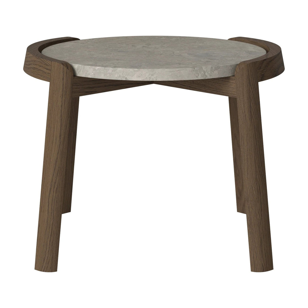 Bolia Mix salontafel Ø45 cm grigio bottarga marmer, donker geolied eiken, 35 cm, 03-097-01_00054
