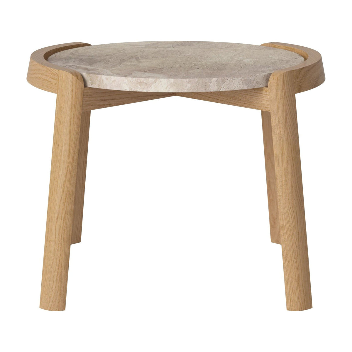 Bolia Mix salontafel Ø45 cm beige marmer, geolied eiken, 35 cm, 03-097-01_00057