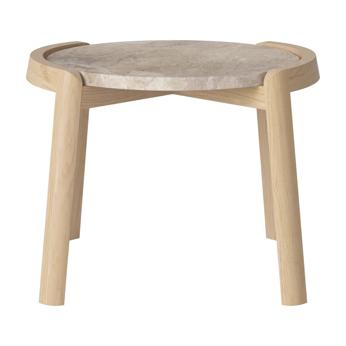 Bolia Mix salontafel Ø45 cm beige marmer, wit gepigmenteerd geolied eiken, 35 cm, 03-097-01_00058