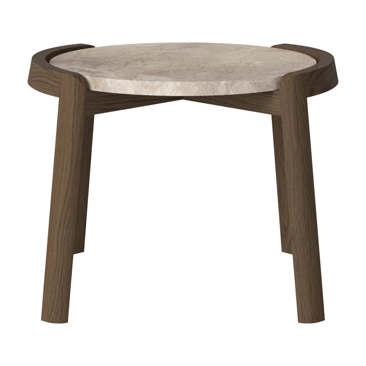 Bolia Mix salontafel Ø45 cm beige marmer, donker geolied eiken, 35 cm, 03-097-01_00059