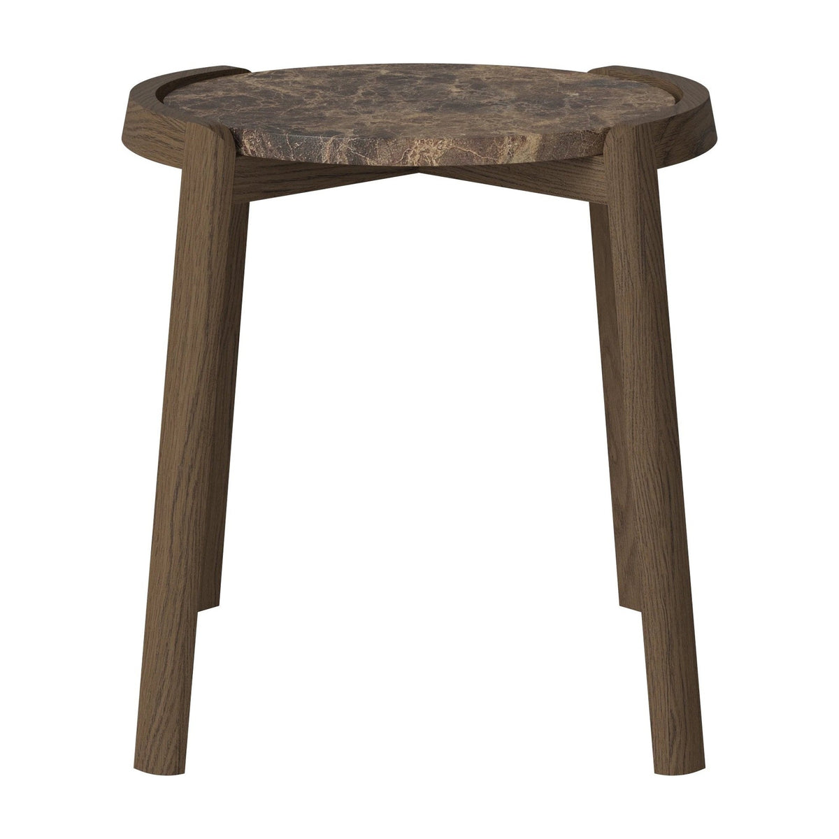 Bolia Mix salontafel Ø45 cm bruin marmer, donker geolied eiken, 48 cm, 03-097-01_10840886