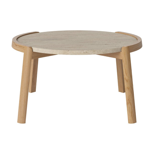 Bolia Mix salontafel Ø65 cm zandkleurig travertijn, geolied eiken, 35 cm, 03-097-05_00001
