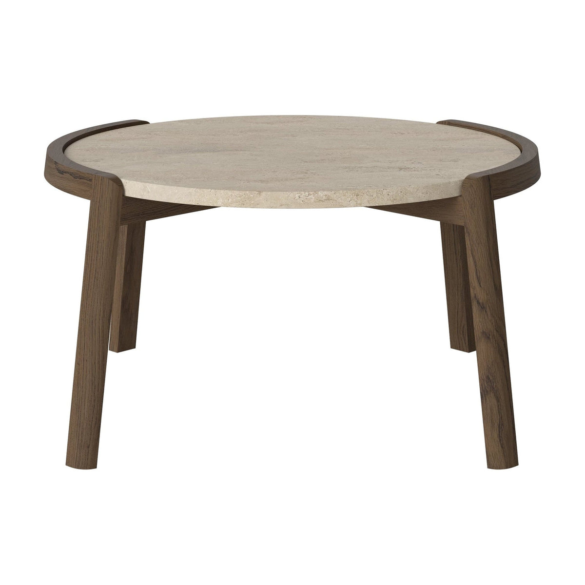 Bolia Mix salontafel Ø65 cm zandkleurig travertijn, donker geolied eiken, 35 cm, 03-097-05_00003
