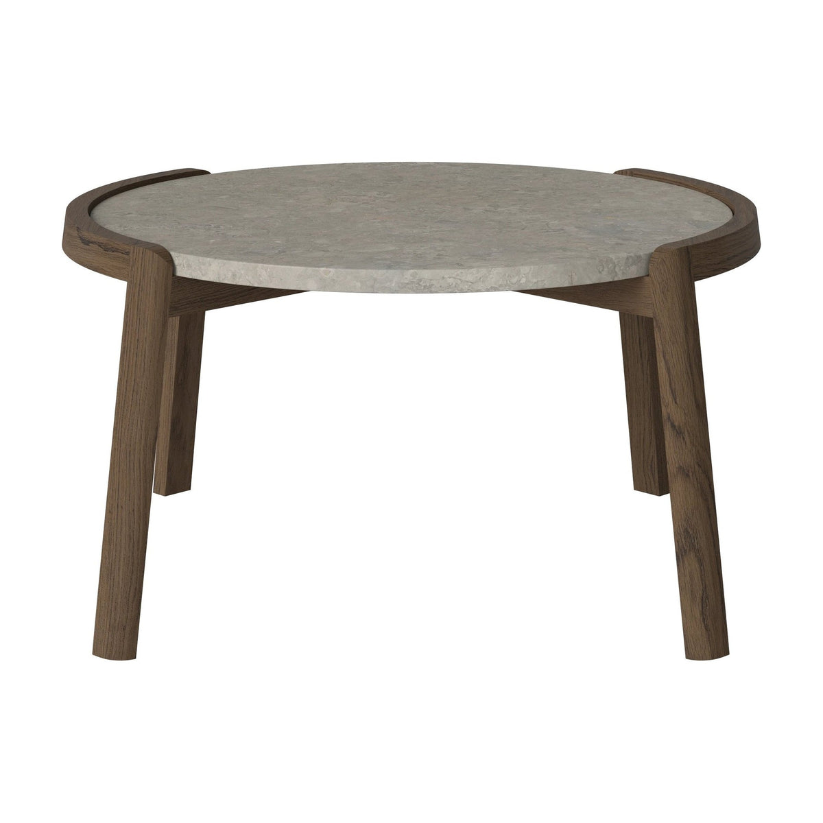 Bolia Mix salontafel Ø65 cm grigio bottarga marmer, donker geolied eiken, 35 cm, 03-097-05_00010