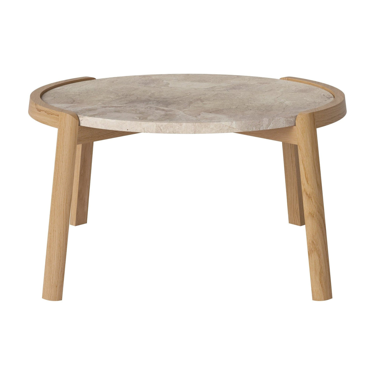 Bolia Mix salontafel Ø65 cm beige marmer, geolied eiken, 35 cm, 03-097-05_00014