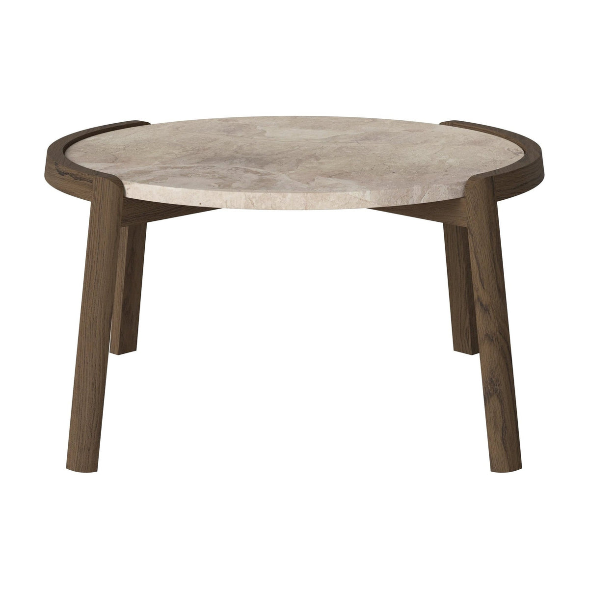 Bolia Mix salontafel Ø65 cm beige marmer, donker geolied eiken, 35 cm, 03-097-05_00016