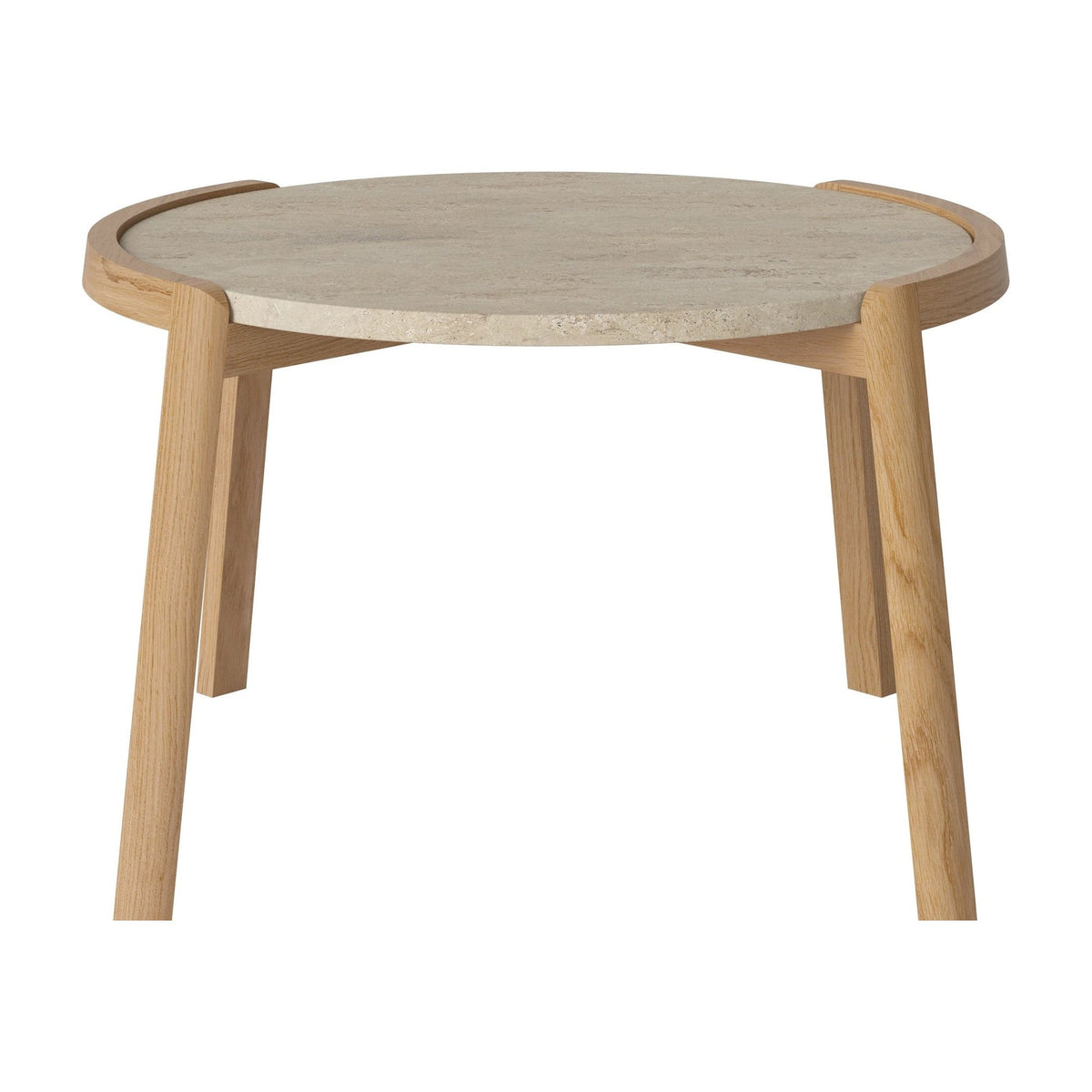 Bolia Mix salontafel Ø65 cm zandkleurig travertijn, geolied eiken, 42 cm, 03-097-05_00023