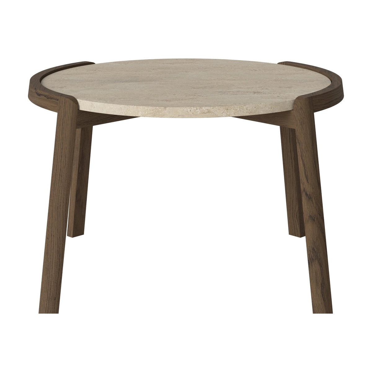 Bolia Mix salontafel Ø65 cm zandkleurig travertijn, donker geolied eiken, 42 cm, 03-097-05_00025