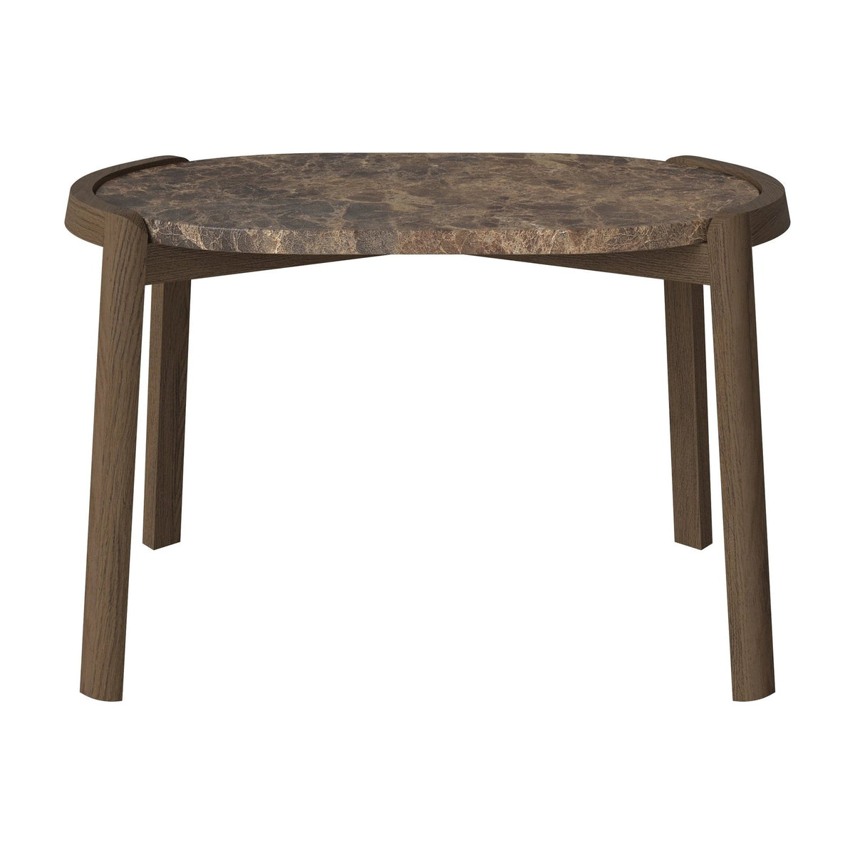 Bolia Mix ovale salontafel 66x41 cm bruin marmer, donker geolied eiken, 42 cm, 03-097-15_00005