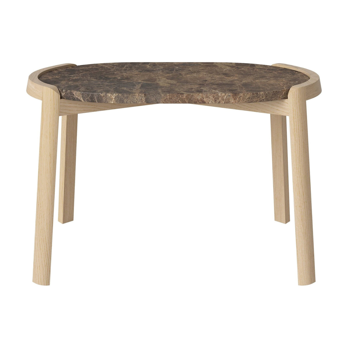 Bolia Mix ovale salontafel 66x41 cm bruin marmer, wit gepigmenteerd geolied eiken, 42 cm, 03-097-15_00008