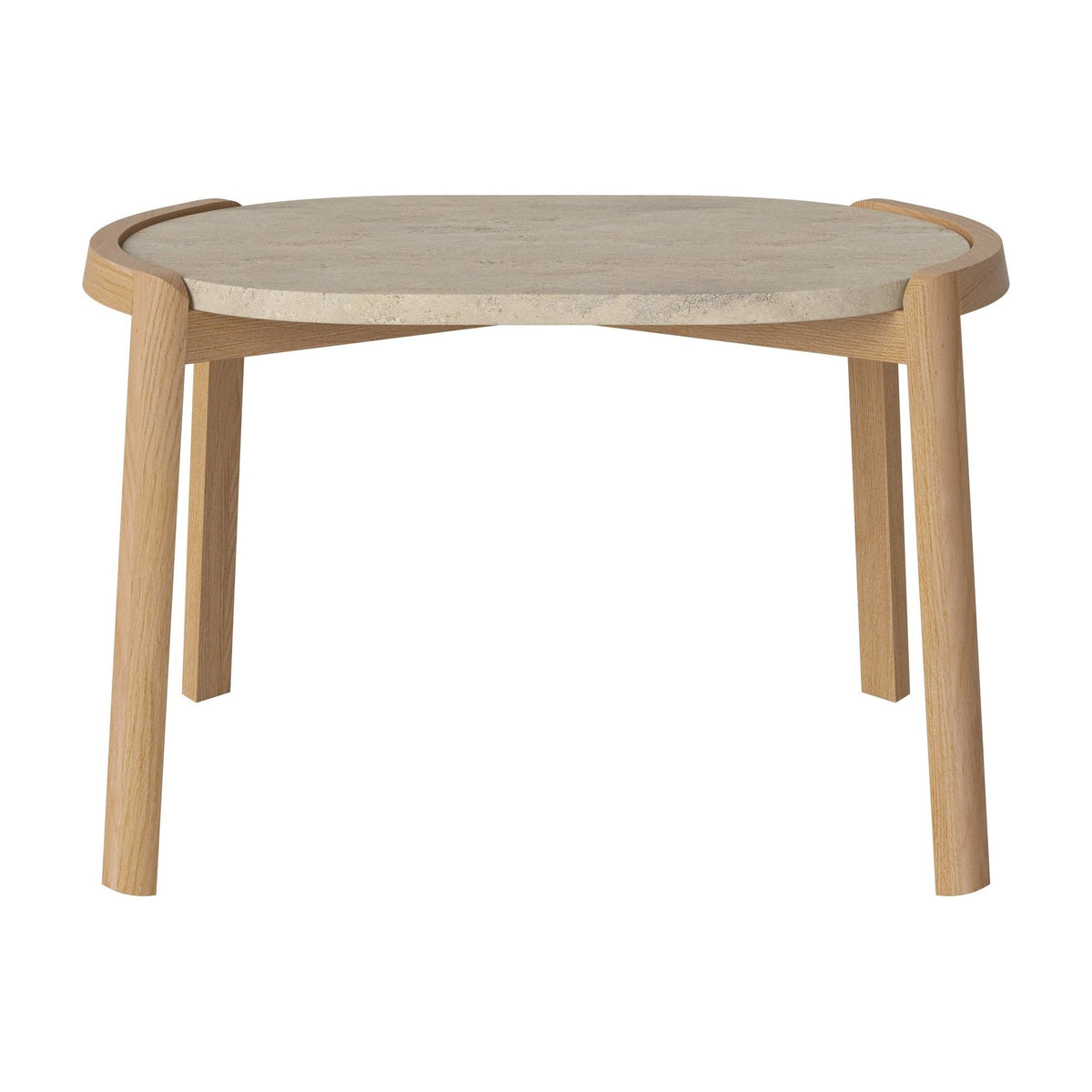 Bolia Mix ovale salontafel 66x41 cm zandkleurig travertijn, geolied eiken, 42 cm, 03-097-15_00013