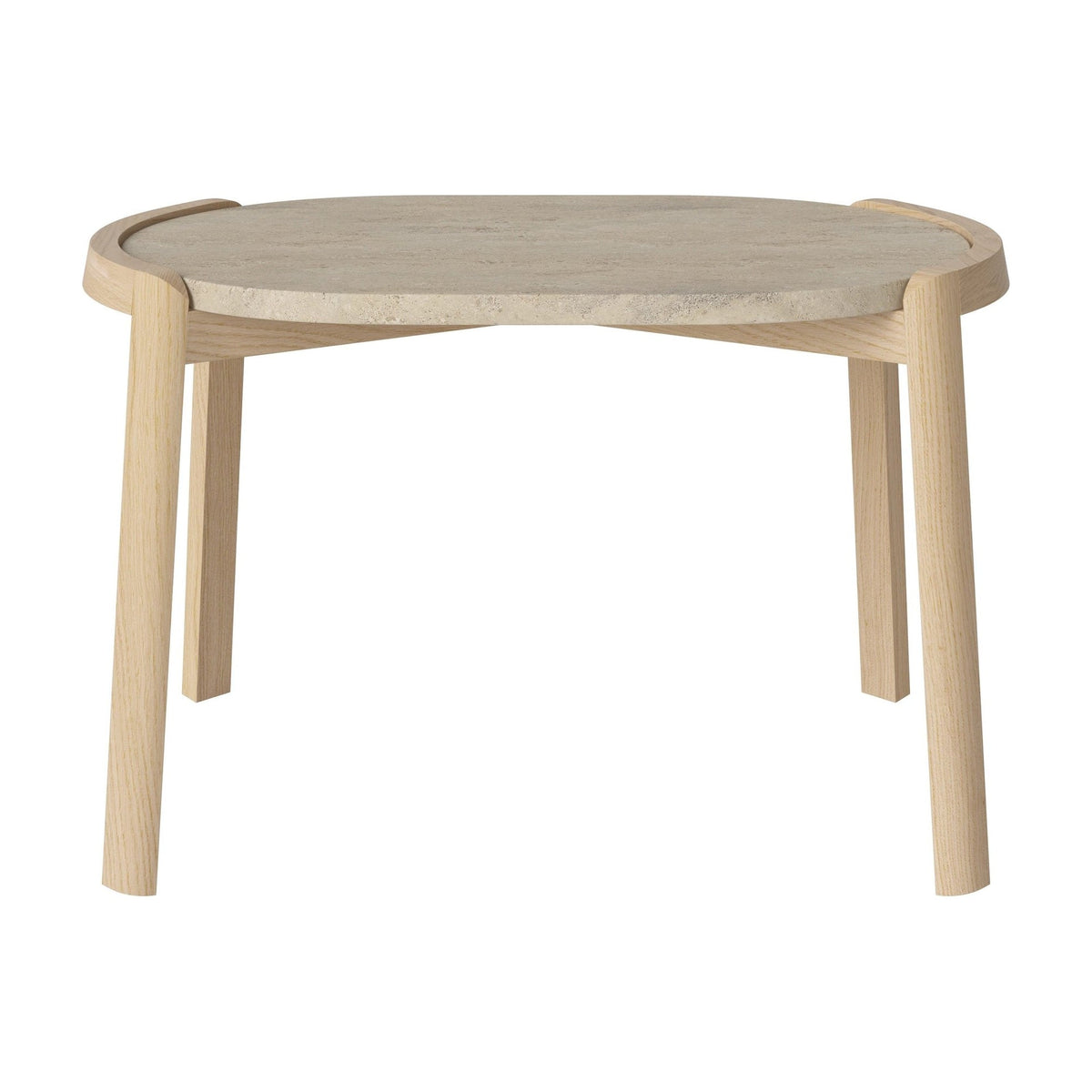 Bolia Mix ovale salontafel 66x41 cm zandkleurig travertijn, wit gepigmenteerd geolied eiken, 42 cm, 03-097-15_00014