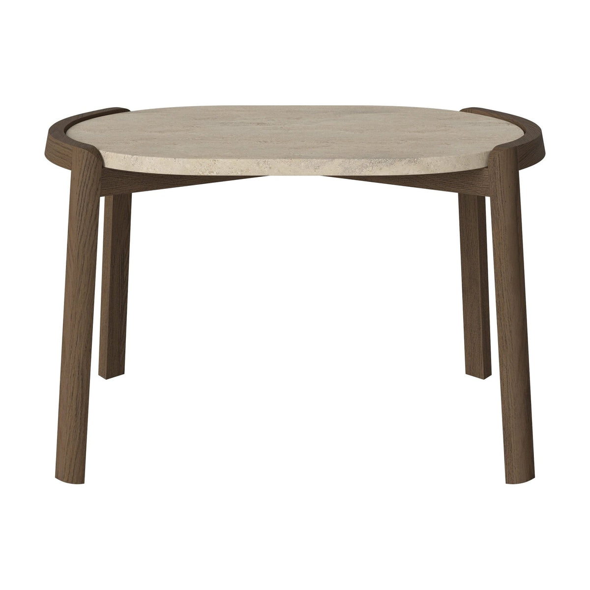 Bolia Mix ovale salontafel 66x41 cm zandkleurig travertijn, donker geolied eiken, 42 cm, 03-097-15_00015