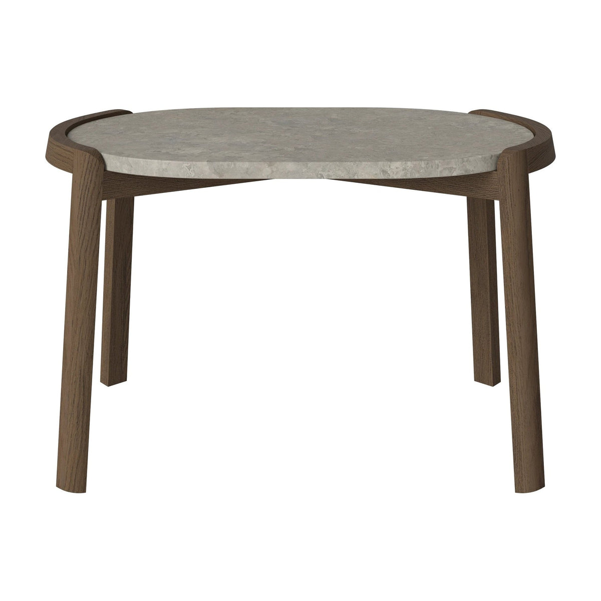 Bolia Mix ovale salontafel 66x41 cm grigio bottarga marmer, donker geolied eiken, 42 cm, 03-097-15_00022