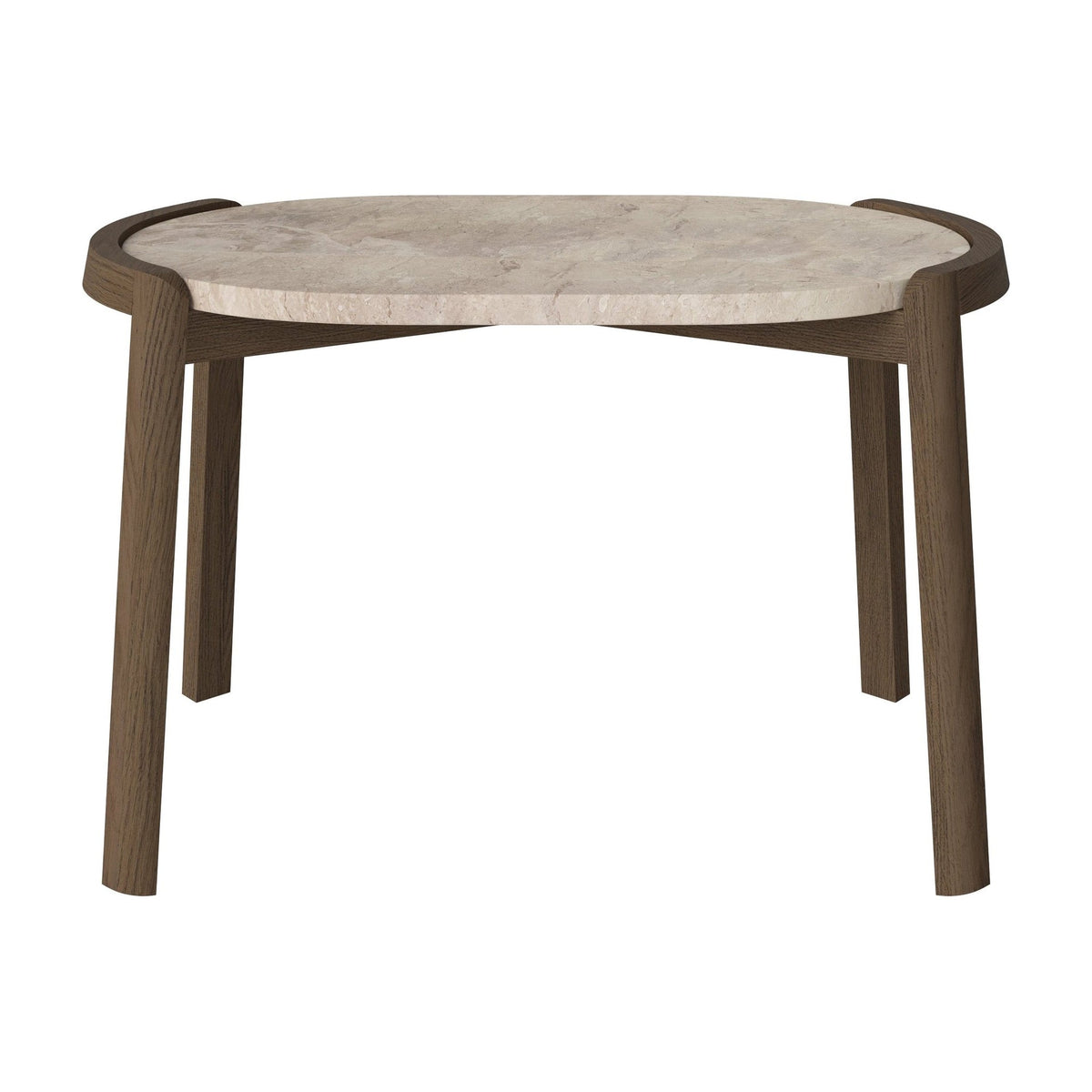 Bolia Mix ovale salontafel 66x41 cm beige marmer, donker geolied eiken, 42 cm, 03-097-15_00028