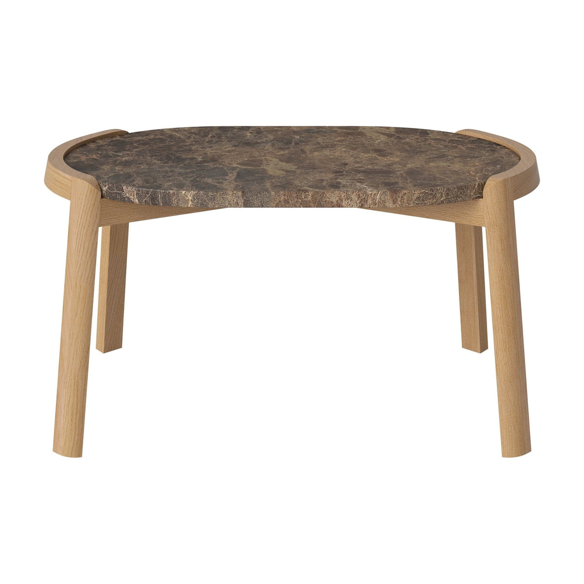 Bolia Mix ovale salontafel 66x41 cm bruin marmer, geolied eiken, 35 cm, 03-097-15_00029