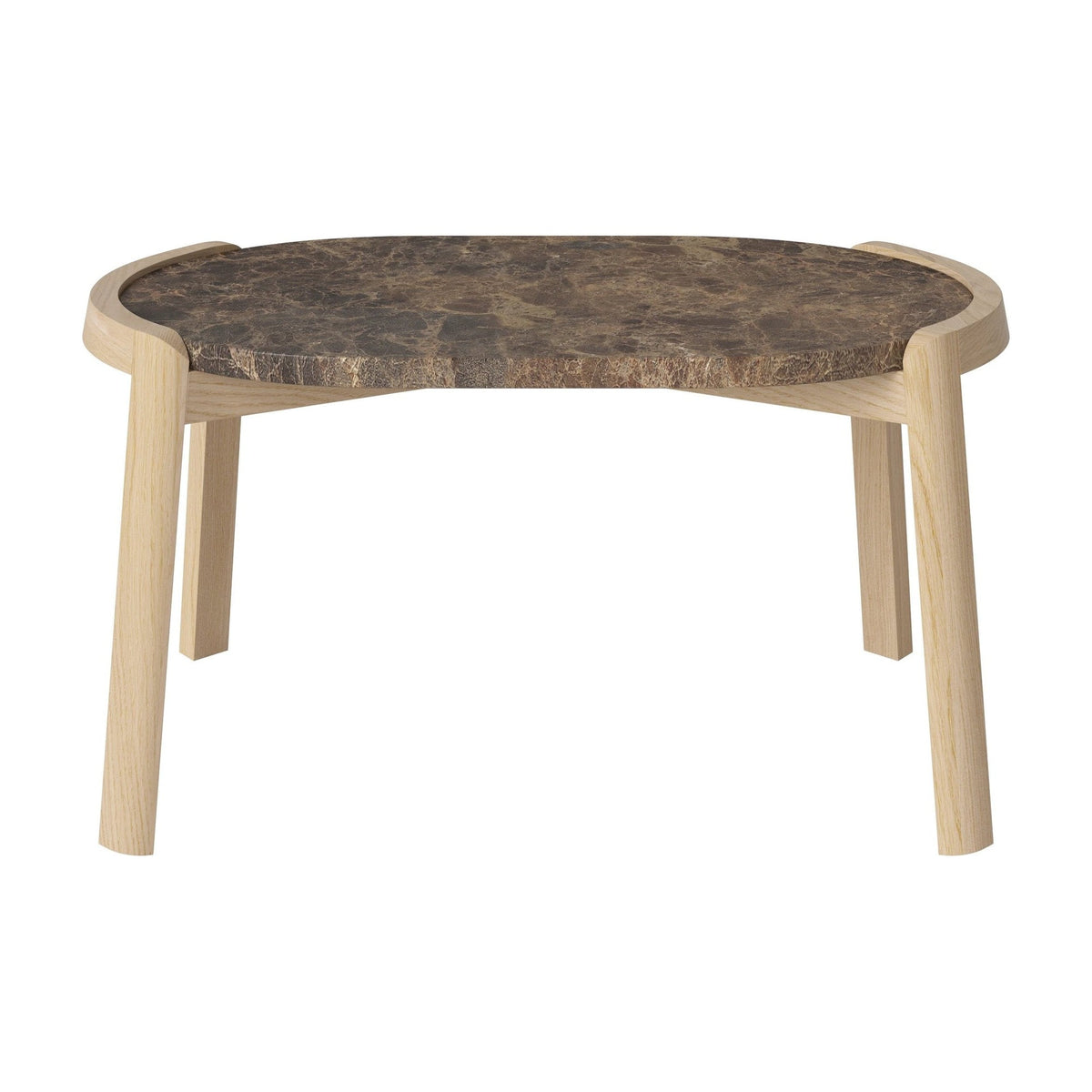 Bolia Mix ovale salontafel 66x41 cm bruin marmer, wit gepigmenteerd geolied eiken, 35 cm, 03-097-15_00033