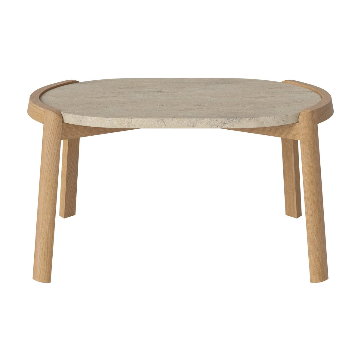 Bolia Mix ovale salontafel 66x41 cm zandkleurig travertijn, geolied eiken, 35 cm, 03-097-15_00035