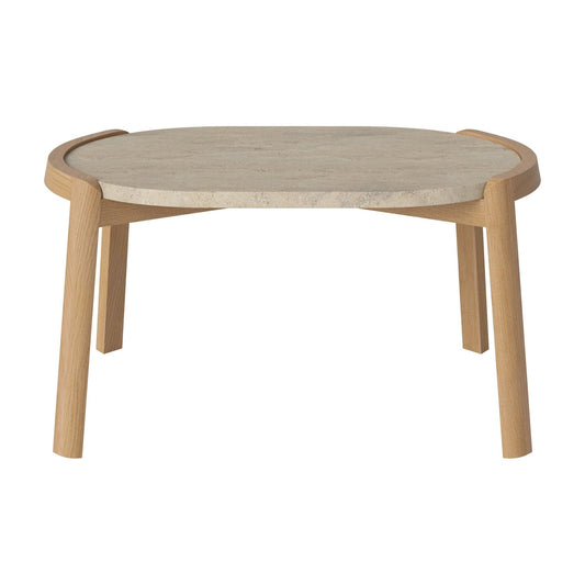 Bolia Mix ovale salontafel 66x41 cm zandkleurig travertijn, geolied eiken, 35 cm, 03-097-15_00035
