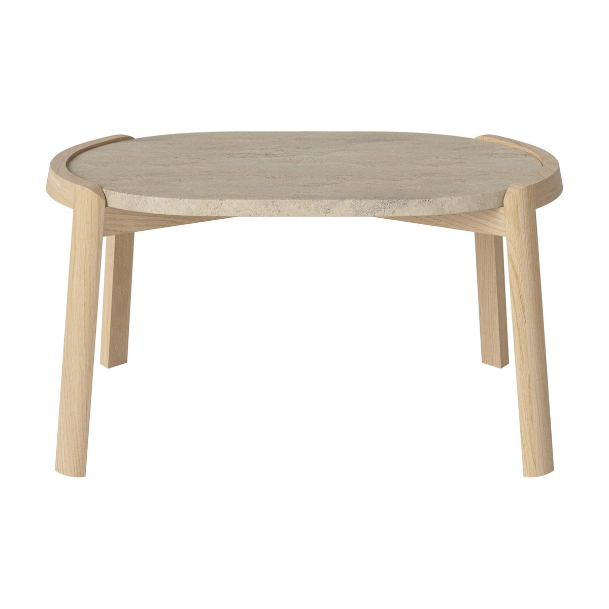 Bolia Mix ovale salontafel 66x41 cm zandkleurig travertijn, wit gepigmenteerd geolied eiken, 35 cm, 03-097-15_00036