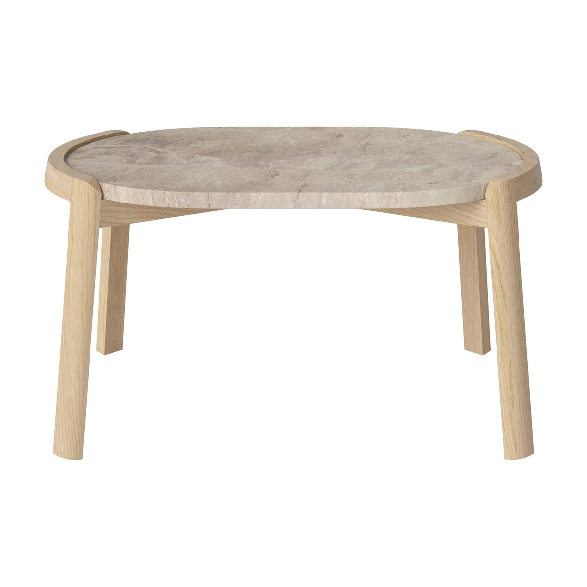 Bolia Mix ovale salontafel 66x41 cm beige marmer, wit gepigmenteerd geolied eiken, 35 cm, 03-097-15_00048