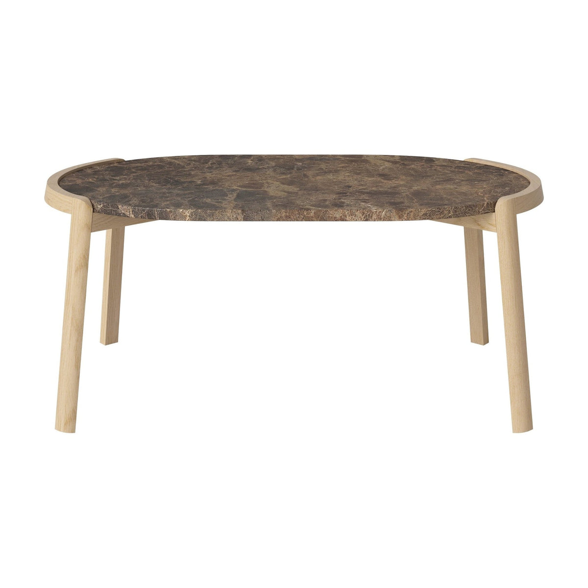 Bolia Mix ovale salontafel 95x61 cm bruin marmer, wit gepigmenteerd geolied eiken, 42 cm, 03-097-16_00005