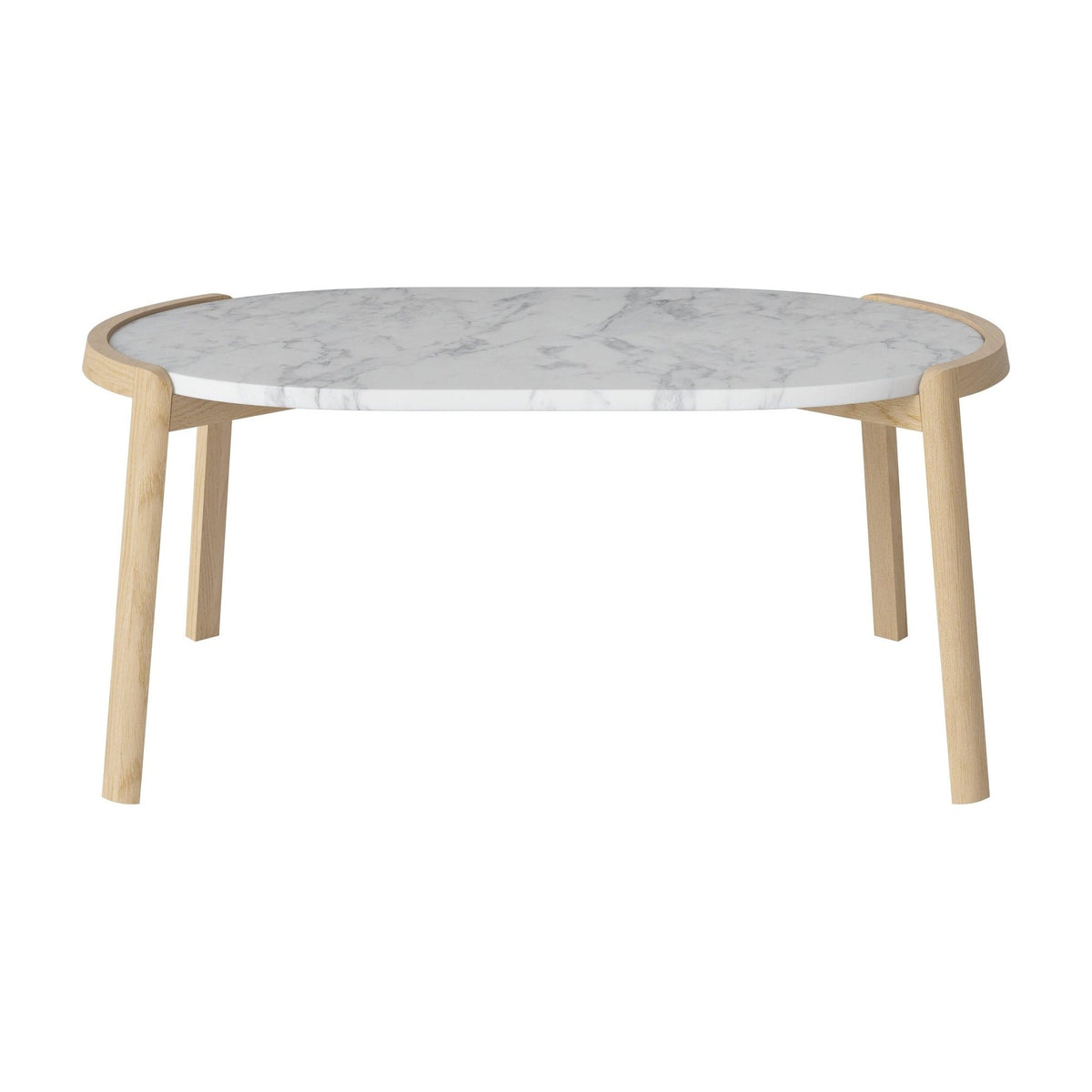 Bolia Mix ovale salontafel 95x61 cm grijs/wit marmer, wit gepigmenteerd geolied eiken, 42 cm, 03-097-16_00006