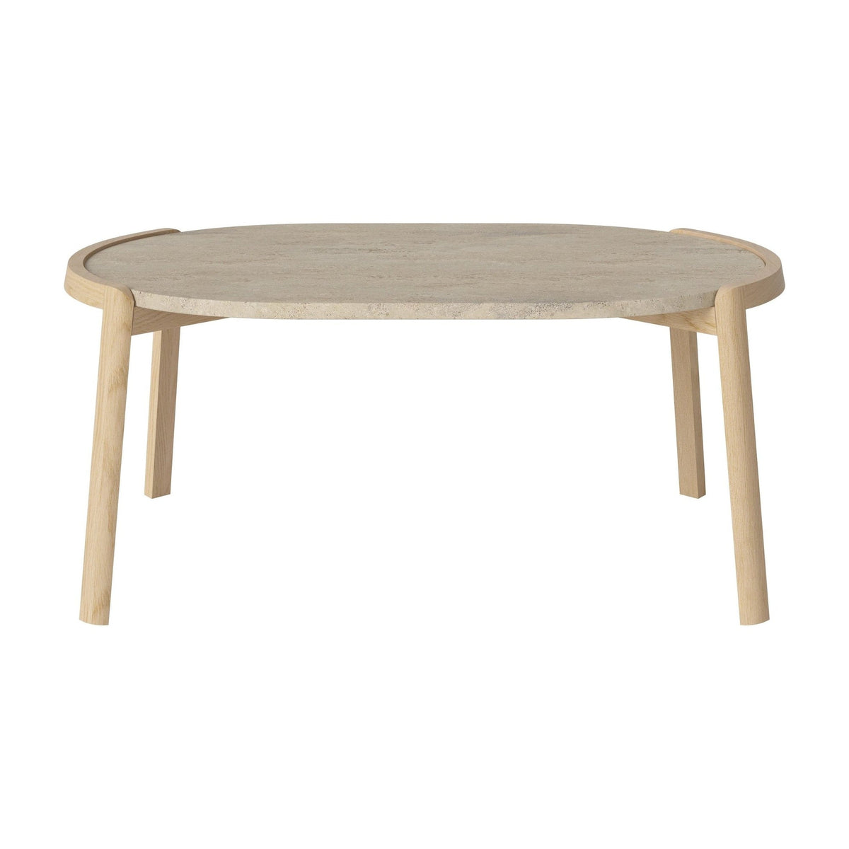 Bolia Mix ovale salontafel 95x61 cm zandkleurig travertijn, wit gepigmenteerd geolied eiken, 42 cm, 03-097-16_00008