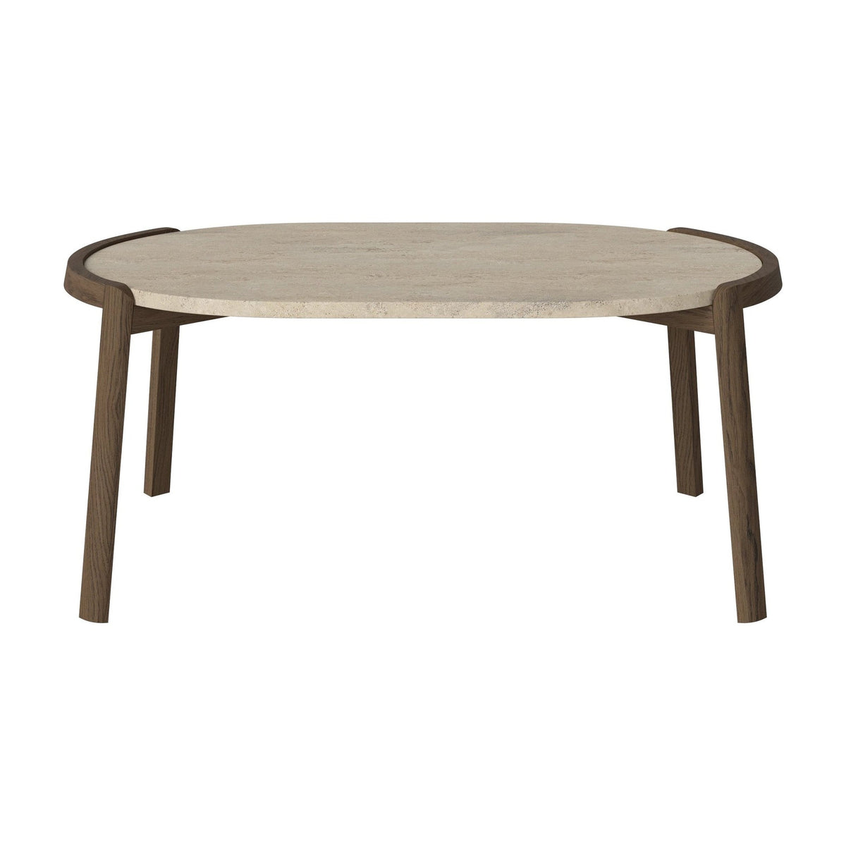 Bolia Mix ovale salontafel 95x61 cm zandkleurig travertijn, donker geolied eiken, 42 cm, 03-097-16_00009