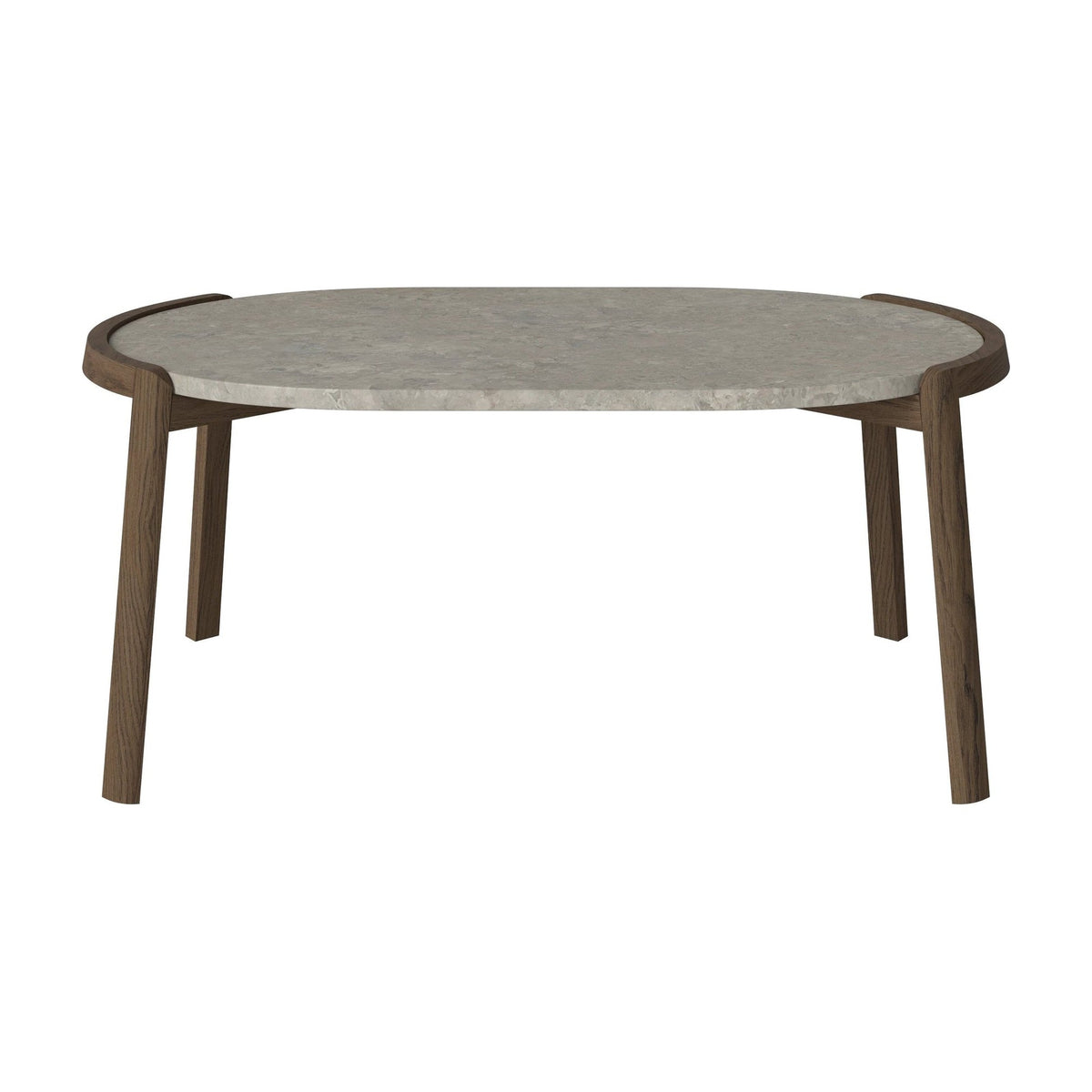 Bolia Mix ovale salontafel 95x61 cm grigio bottarga marmer, donker geolied eiken, 42 cm, 03-097-16_00016