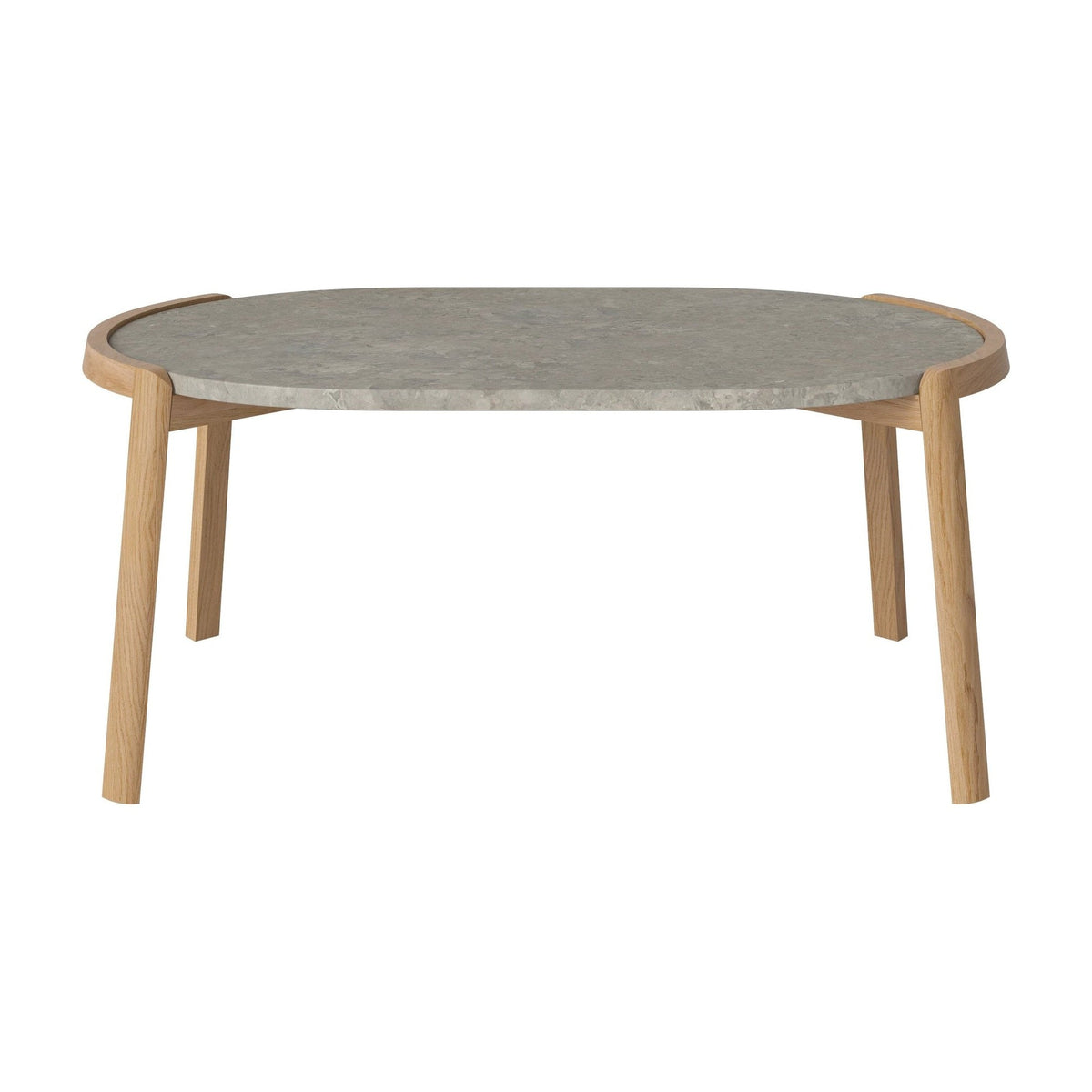 Bolia Mix ovale salontafel 95x61 cm grigio bottarga marmer, geolied eiken, 42 cm, 03-097-16_00017