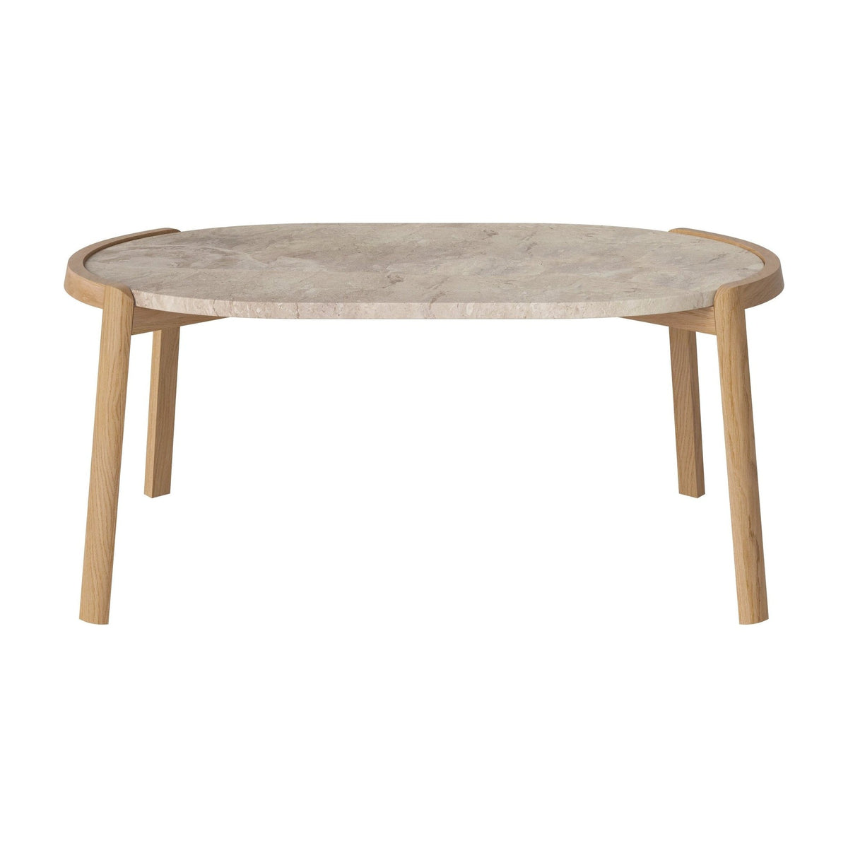 Bolia Mix ovale salontafel 95x61 cm beige marmer, geolied eiken, 42 cm, 03-097-16_00019