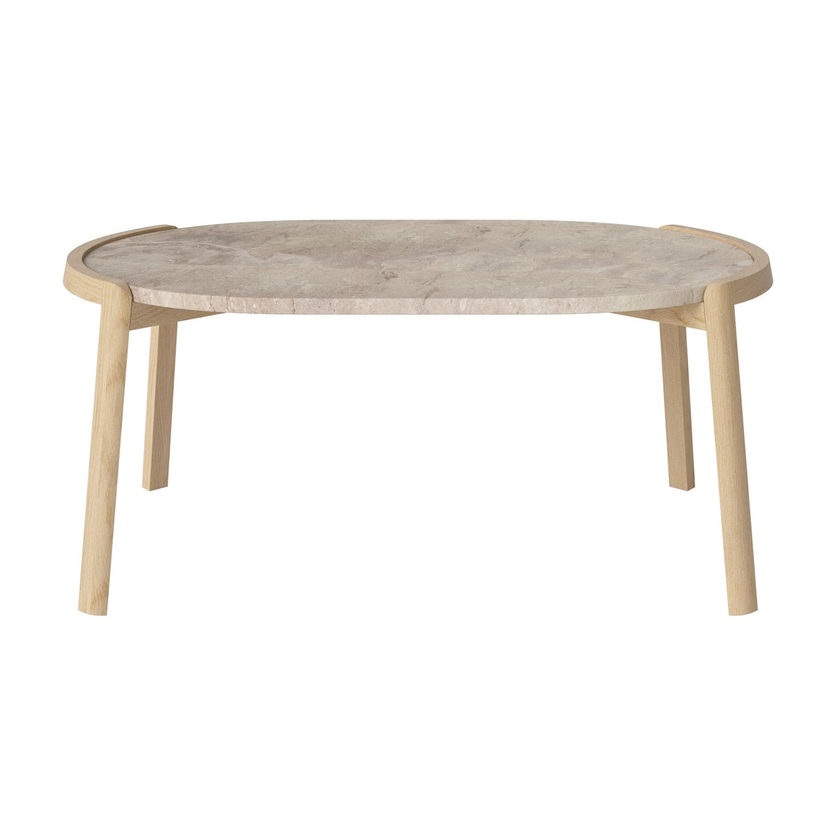 Bolia Mix ovale salontafel 95x61 cm beige marmer, wit gepigmenteerd geolied eiken, 42 cm, 03-097-16_00020