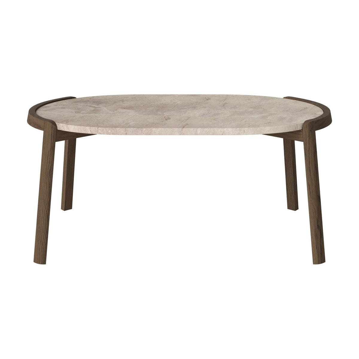 Bolia Mix ovale salontafel 95x61 cm beige marmer, donker geolied eiken, 42 cm, 03-097-16_00021