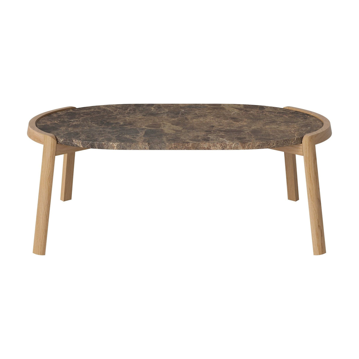 Bolia Mix ovale salontafel 95x61 cm bruin marmer, geolied eiken, 35 cm, 03-097-16_00022