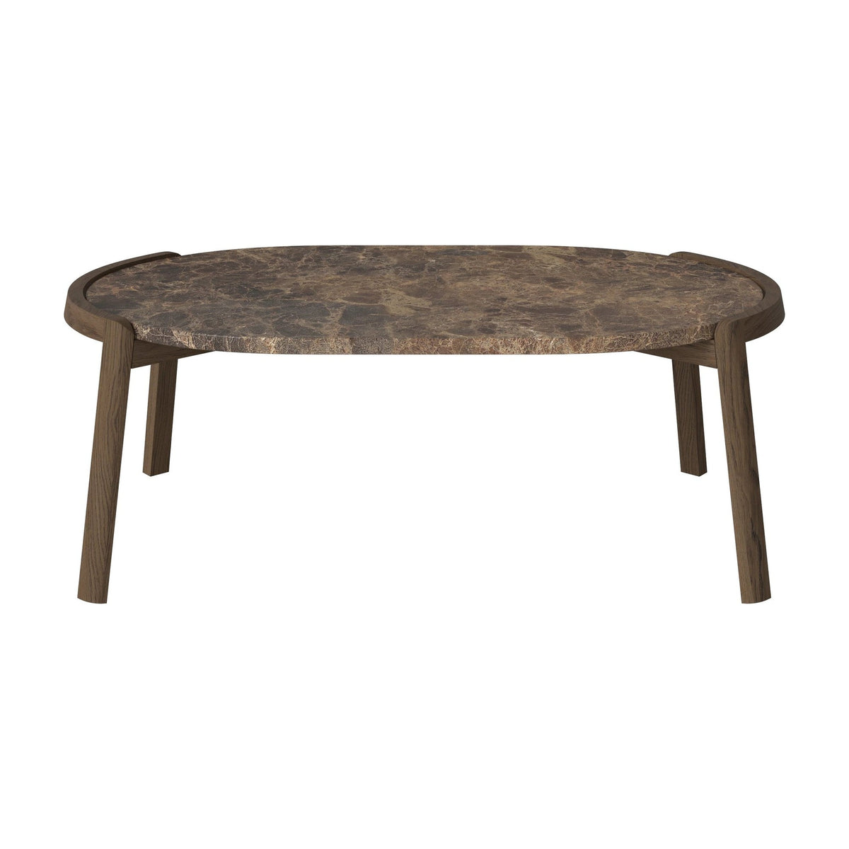 Bolia Mix ovale salontafel 95x61 cm bruin marmer, donker geolied eiken, 35 cm, 03-097-16_00024