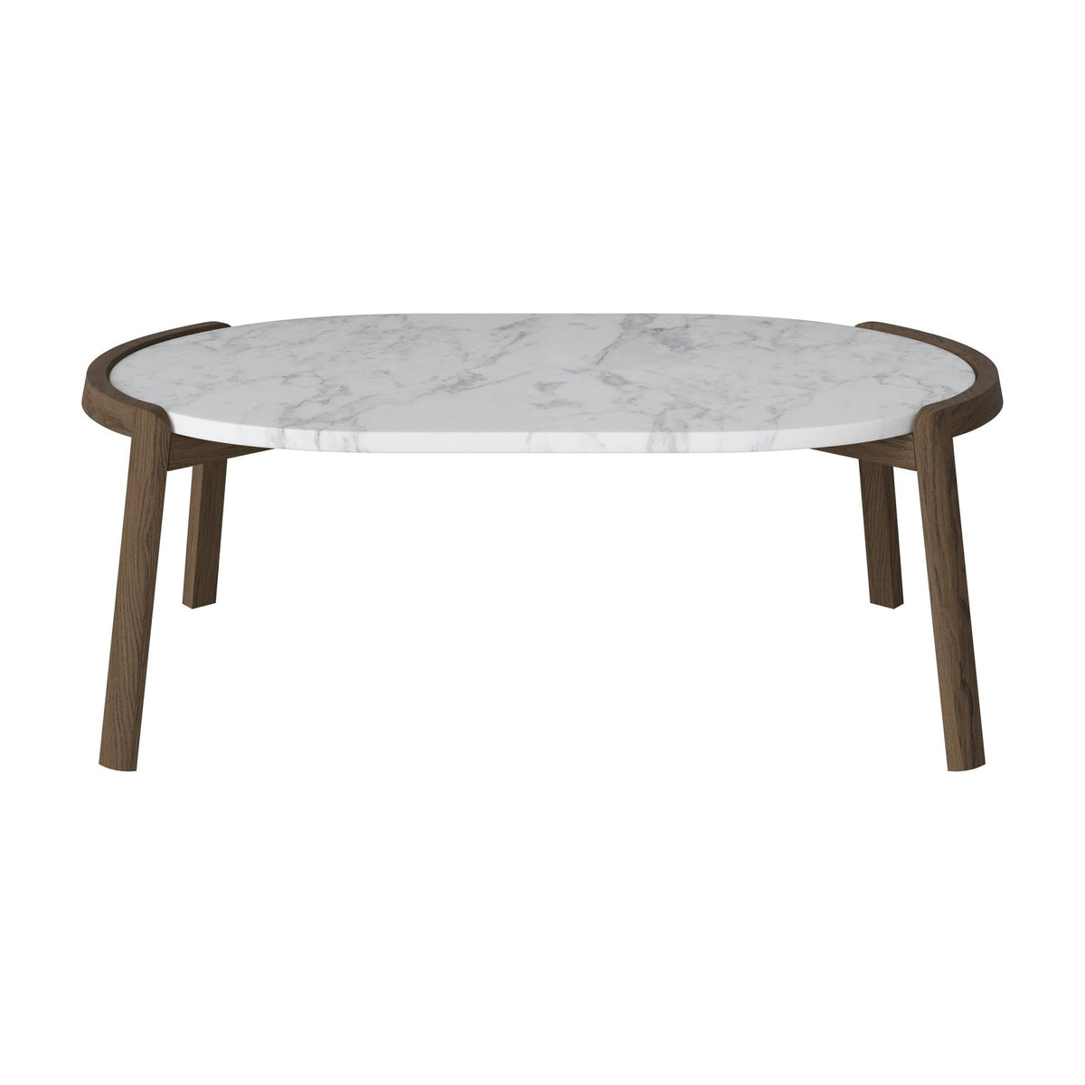 Bolia Mix ovale salontafel 95x61 cm grijs/wit marmer, donker geolied eiken, 35 cm, 03-097-16_00025
