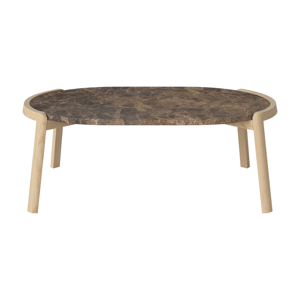 Bolia Mix ovale salontafel 95x61 cm bruin marmer, wit gepigmenteerd geolied eiken, 35 cm, 03-097-16_00026