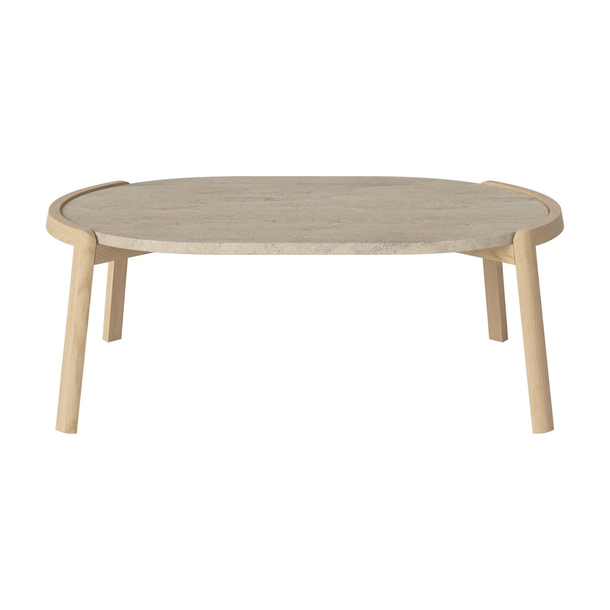 Bolia Mix ovale salontafel 95x61 cm zandkleurig travertijn, wit gepigmenteerd geolied eiken, 35 cm, 03-097-16_00029