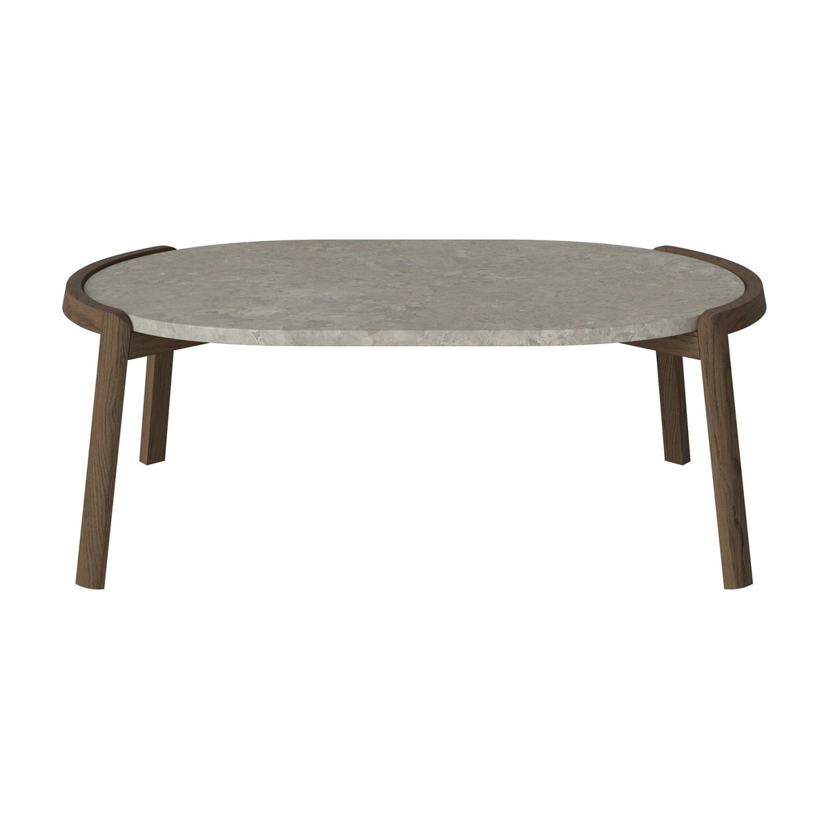 Bolia Mix ovale salontafel 95x61 cm grigio bottarga marmer, donker geolied eiken, 35 cm, 03-097-16_00037